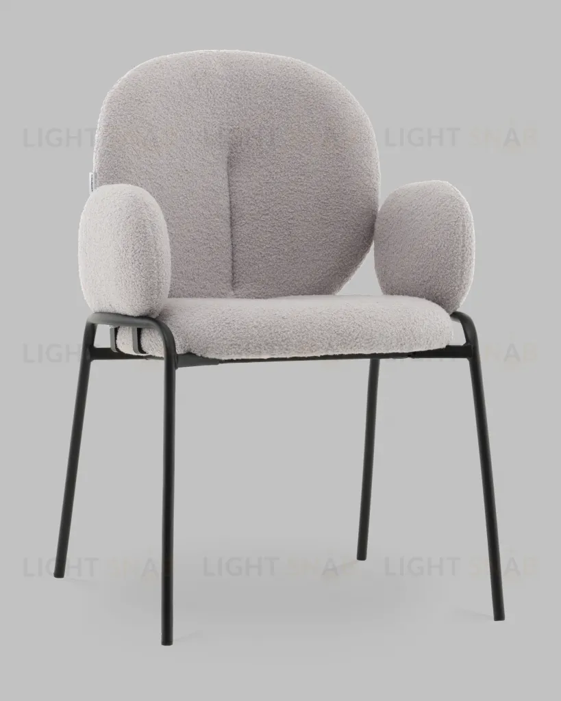 Стул с подлокотниками Моллек букле светло-серый УТ000041635
