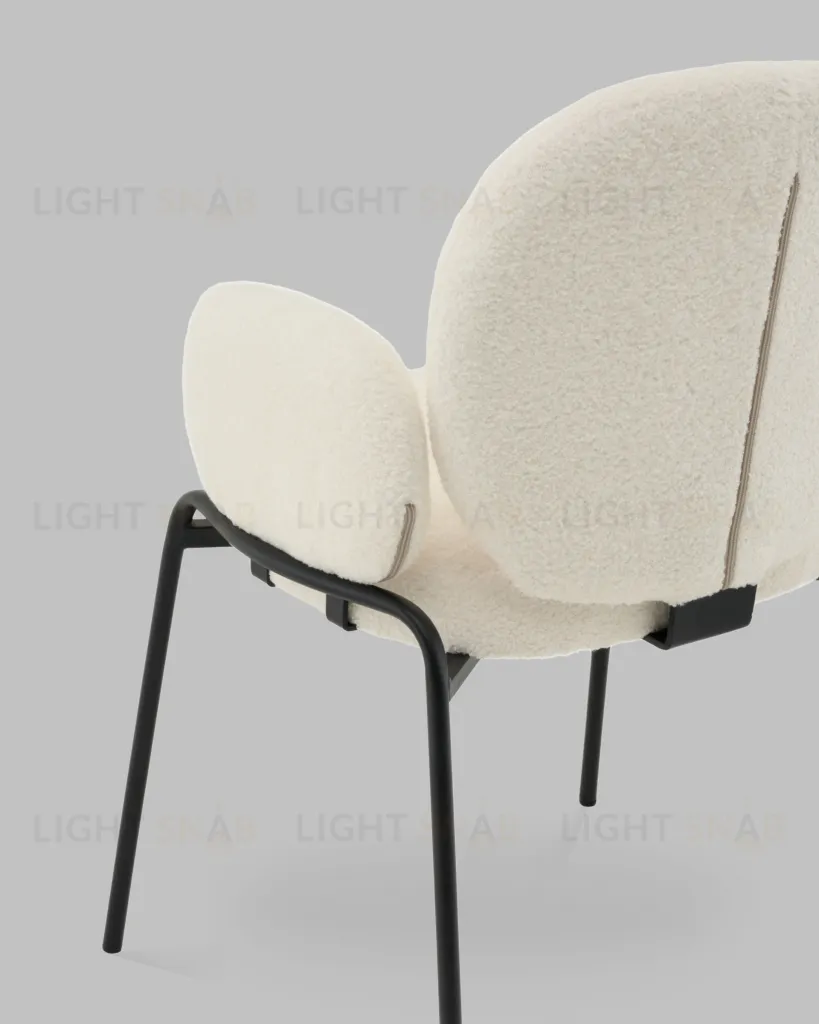 Стул с подлокотниками Моллек букле молочный УТ000041634