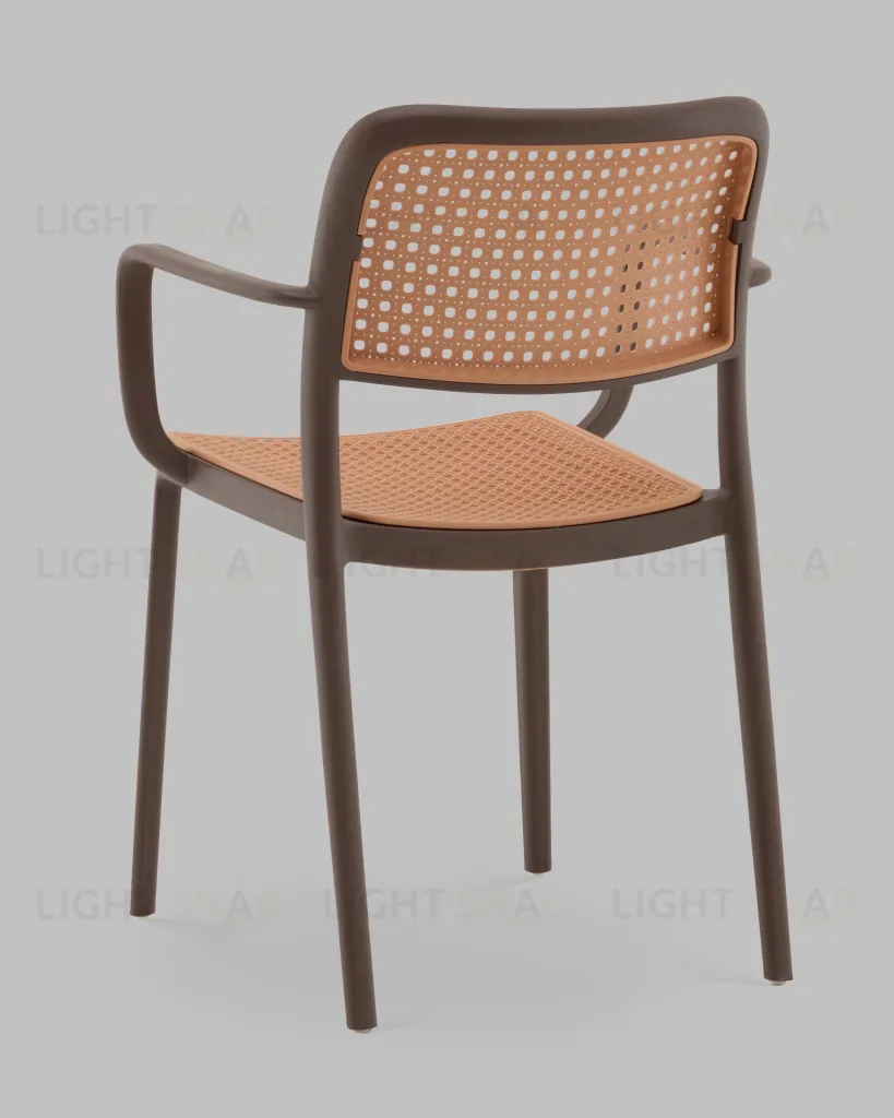 Стул Yona пластиковый с подлокотниками коричневый УТ000040843