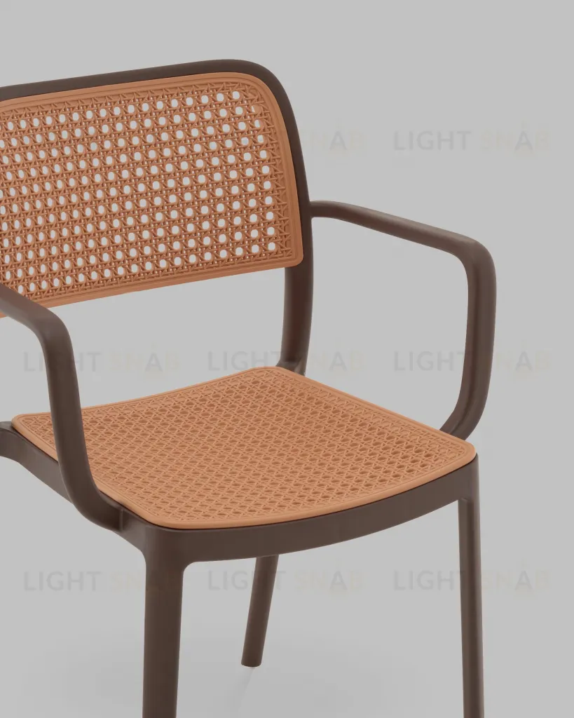 Стул Yona пластиковый с подлокотниками коричневый УТ000040843
