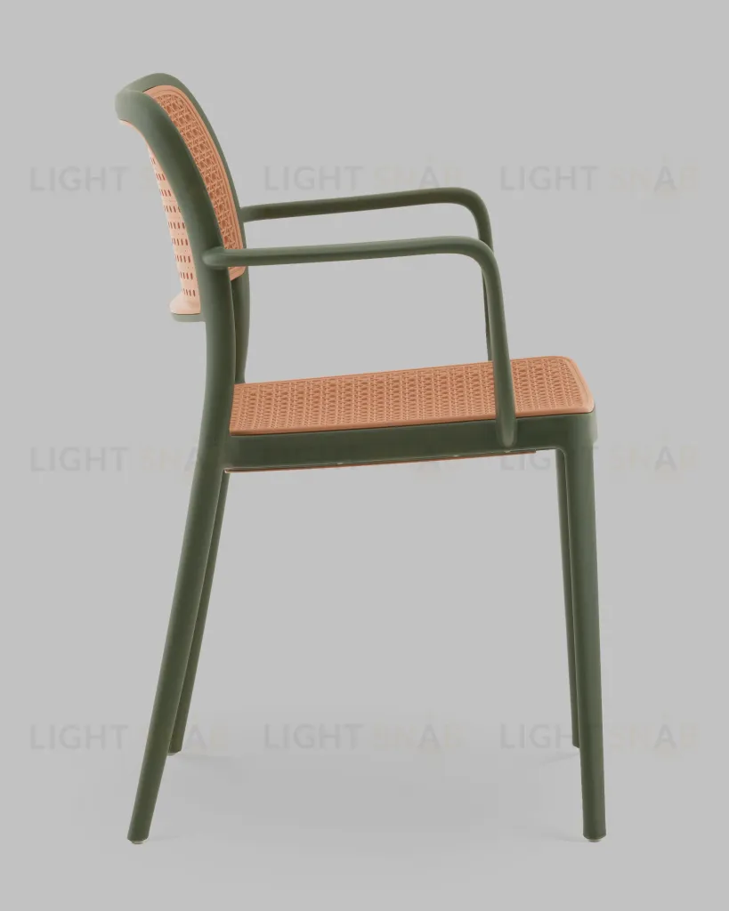 Стул Yona пластиковый с подлокотниками зелёный УТ000040845