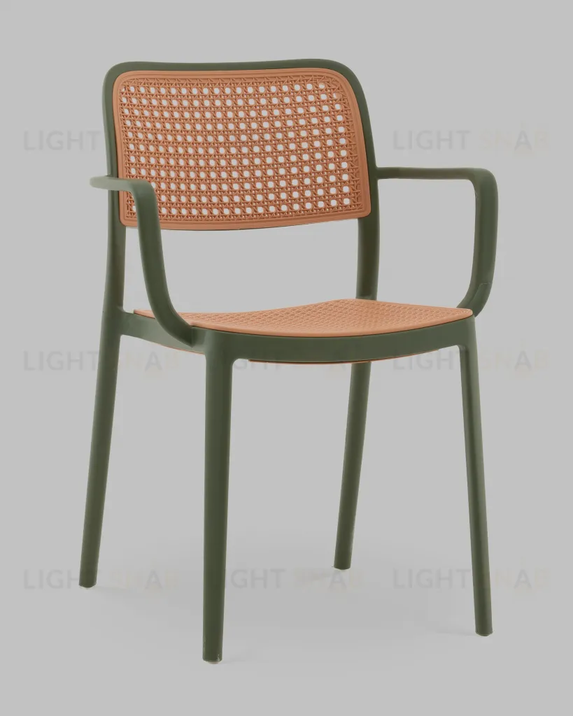 Стул Yona пластиковый с подлокотниками зелёный УТ000040845