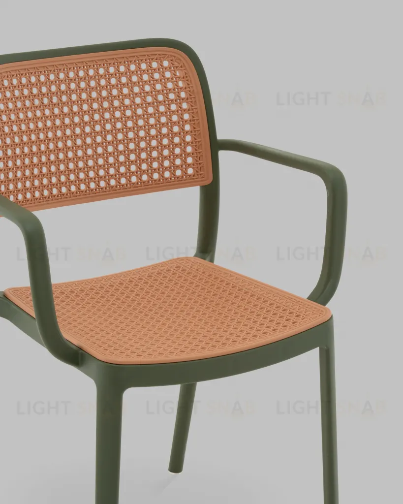 Стул Yona пластиковый с подлокотниками зелёный УТ000040845