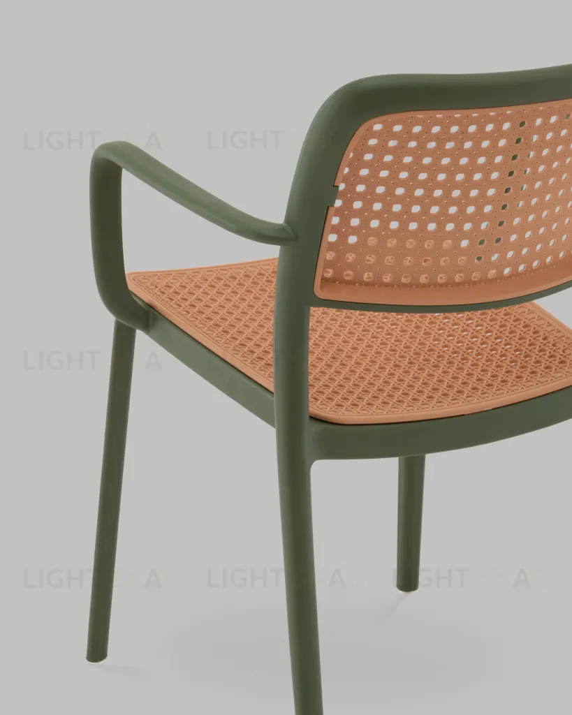 Стул Yona пластиковый с подлокотниками зелёный УТ000040845