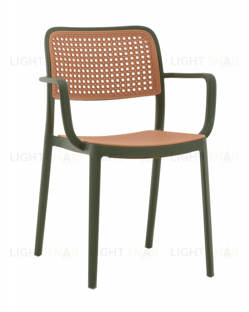 Стул Yona пластиковый с подлокотниками зелёный УТ000040845