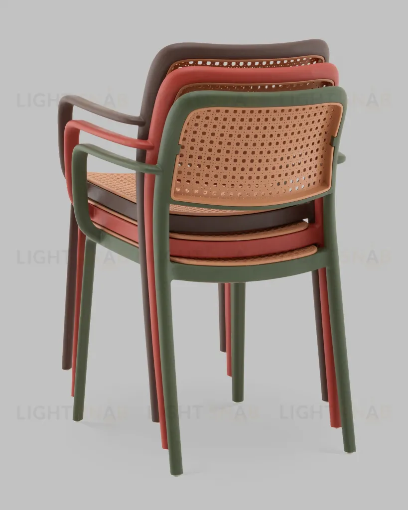 Стул Yona пластиковый с подлокотниками зелёный УТ000040845