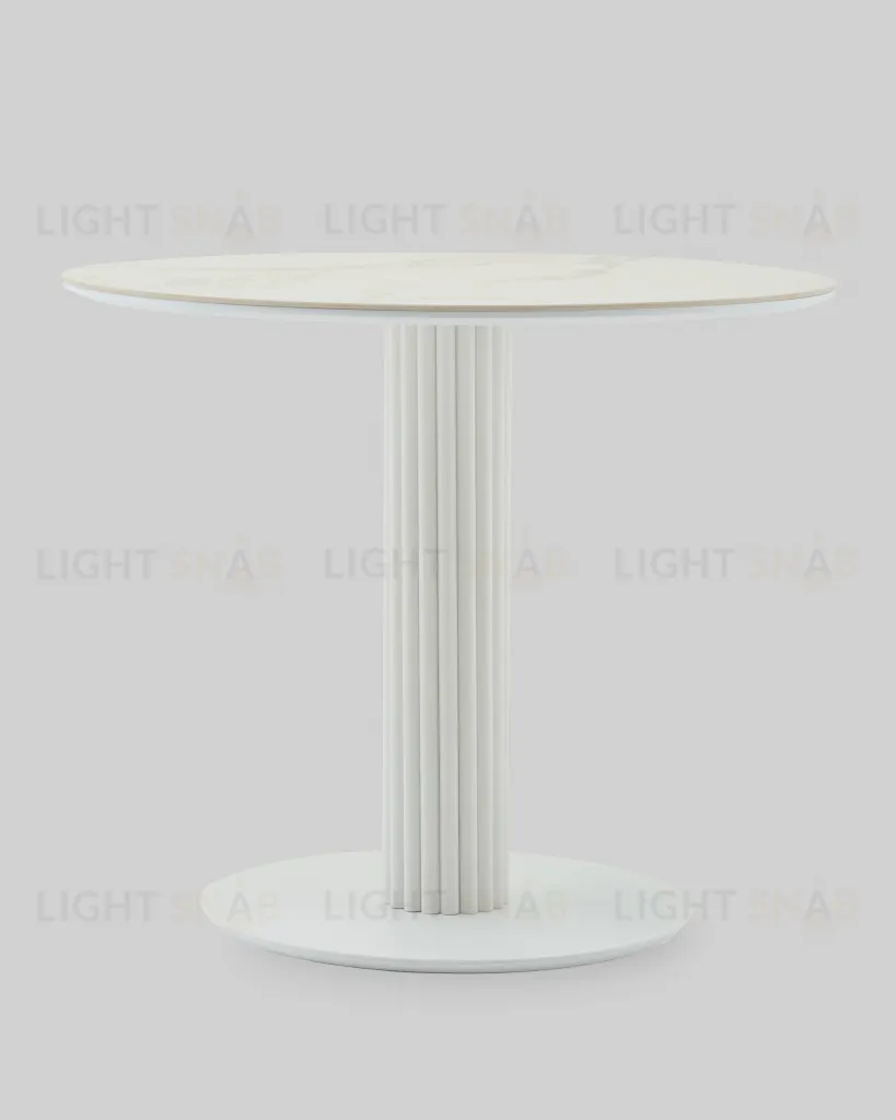 Стол круглый Терралино D90 верх керамика белый матовый, основание металл белый УТ000041595