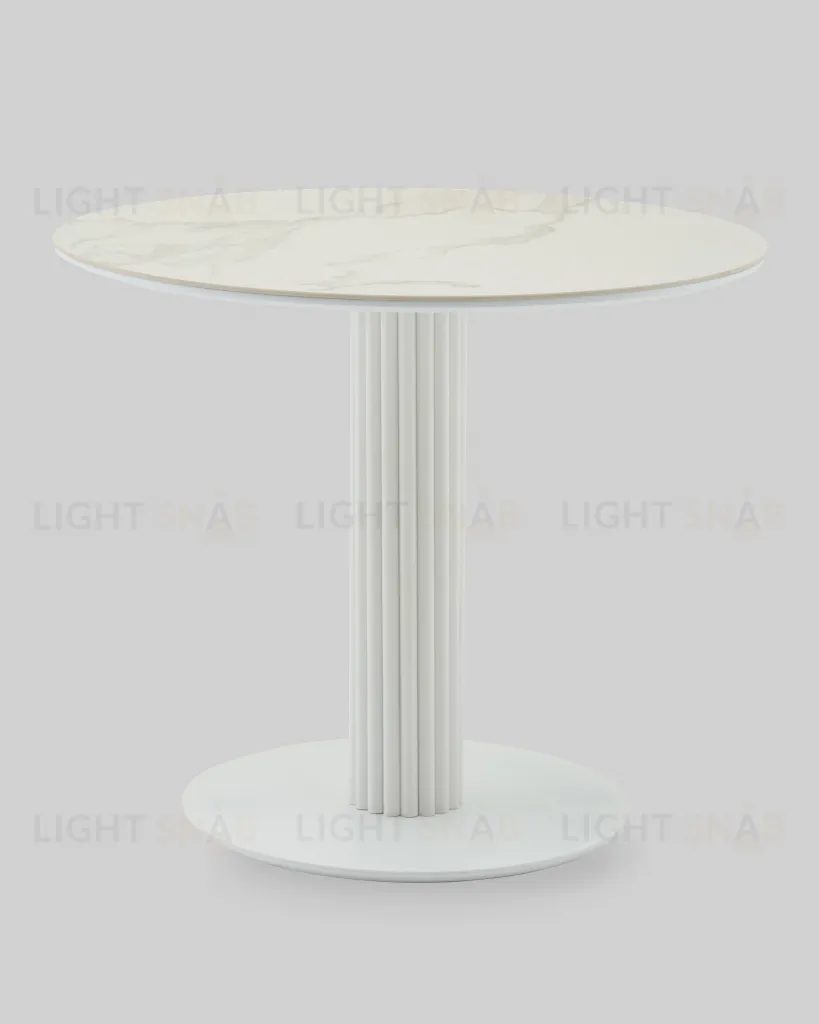 Стол круглый Терралино D90 верх керамика белый матовый, основание металл белый УТ000041595