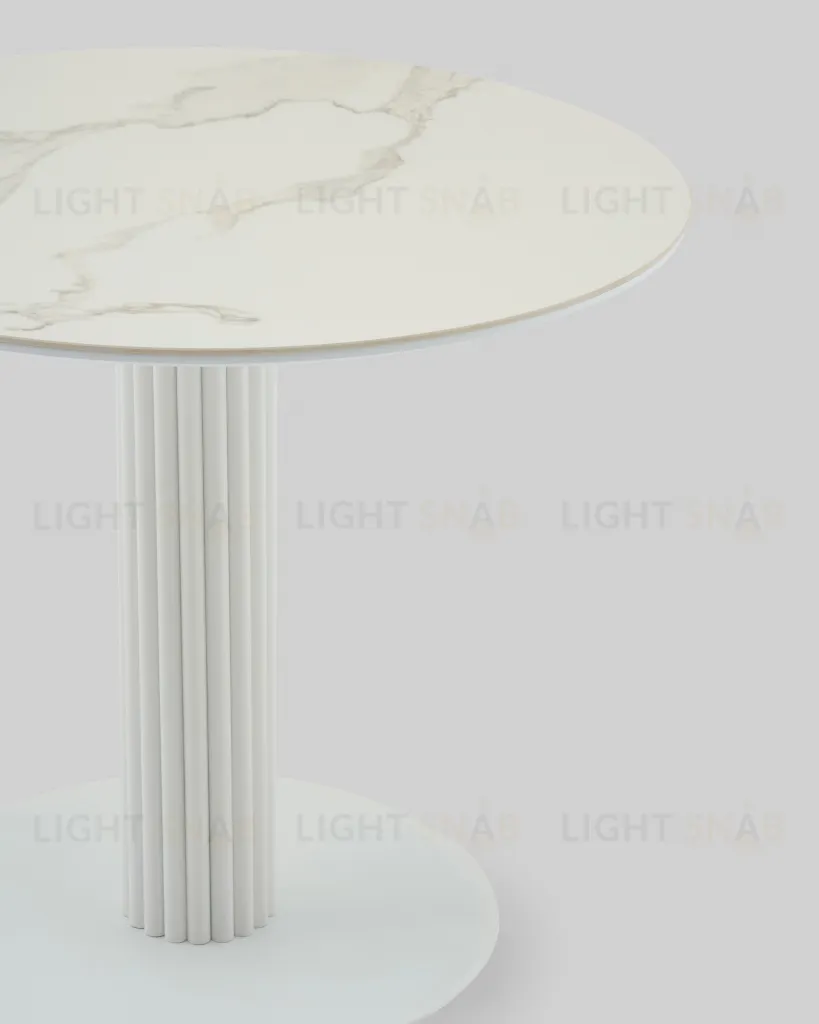 Стол круглый Терралино D90 верх керамика белый матовый, основание металл белый УТ000041595