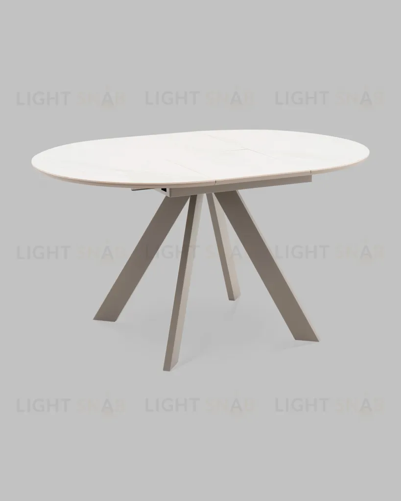 Стол круглый Миндель D100 столешница керамика белый глянец, основание металл латте УТ000041590