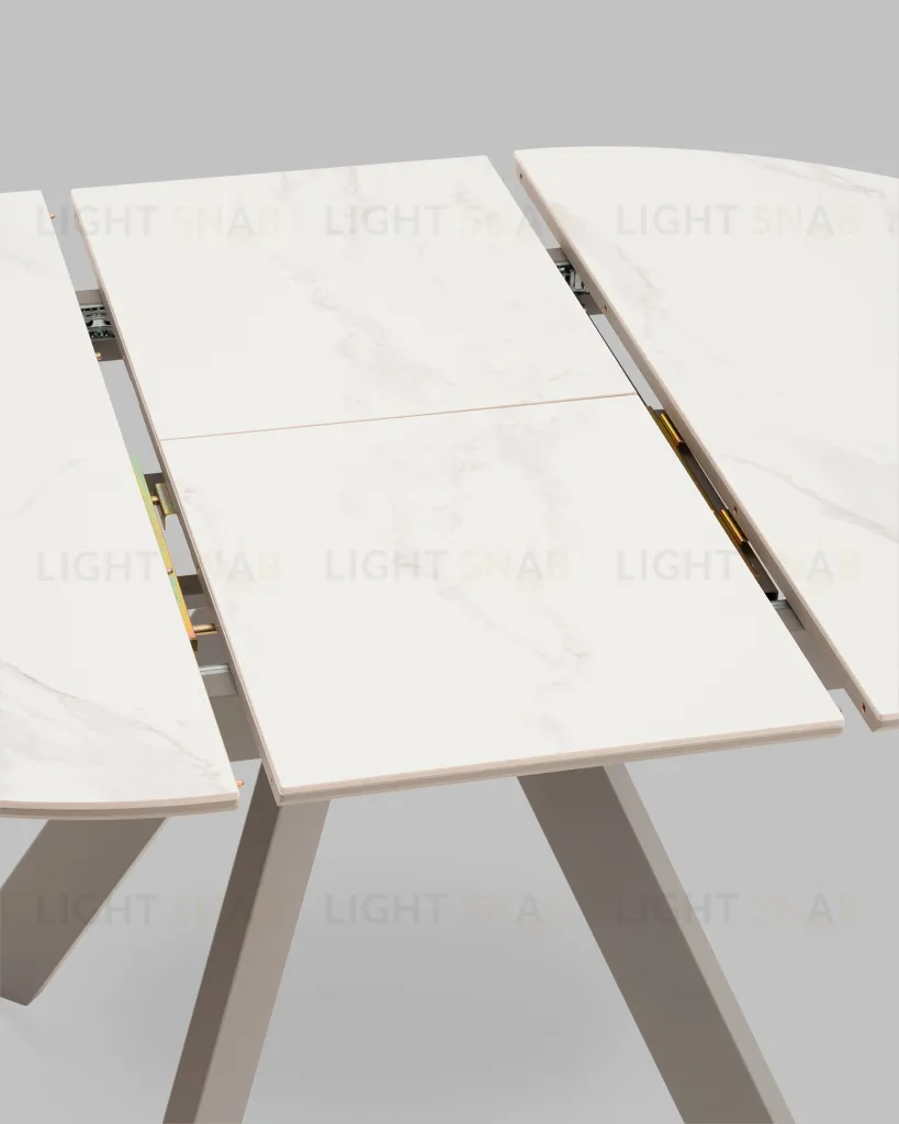 Стол круглый Миндель D100 столешница керамика белый глянец, основание металл латте УТ000041590