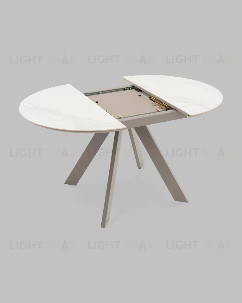 Стол круглый Миндель D100 столешница керамика белый глянец, основание металл латте УТ000041590