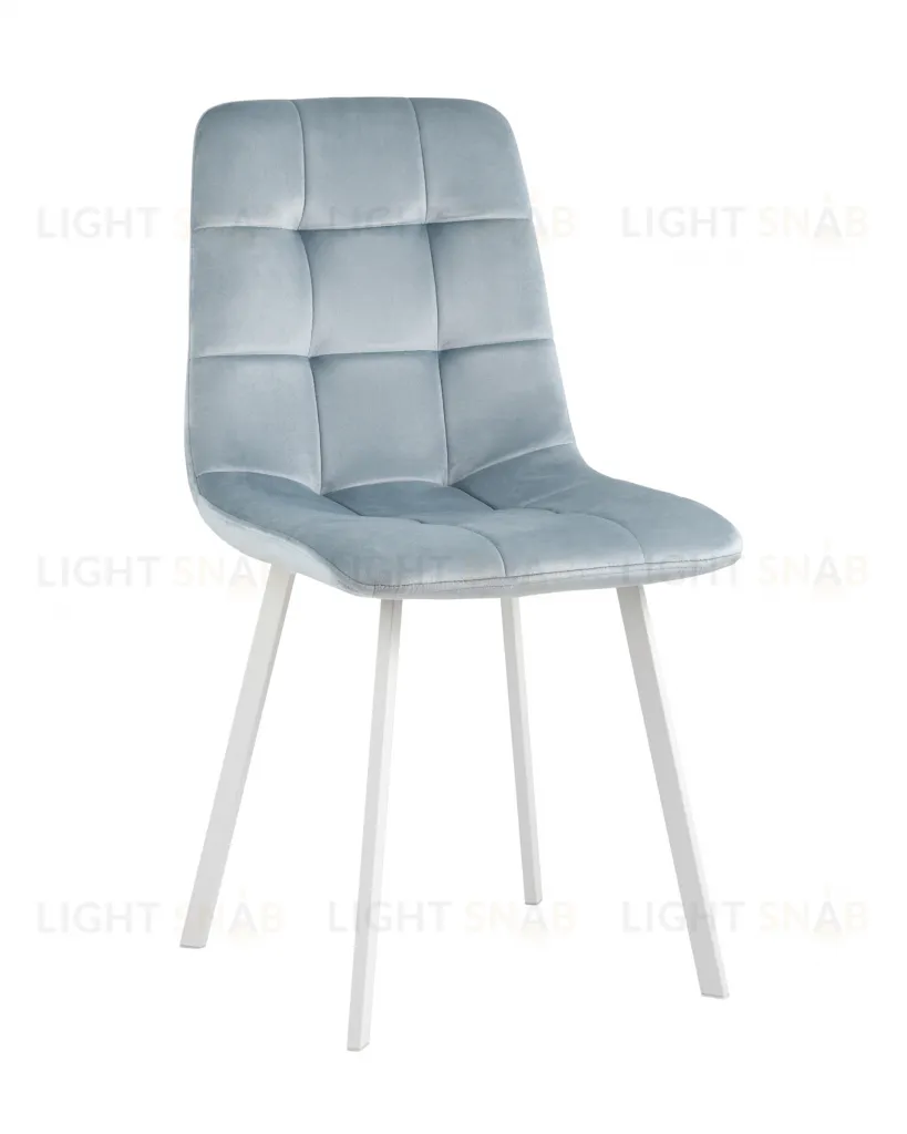 Стул Chilly велюр серо-голубой белые ножки УТ000039635