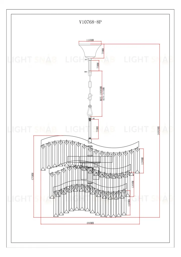 Люстра подвесная Moderli V10768-8P Wave УТ000037857