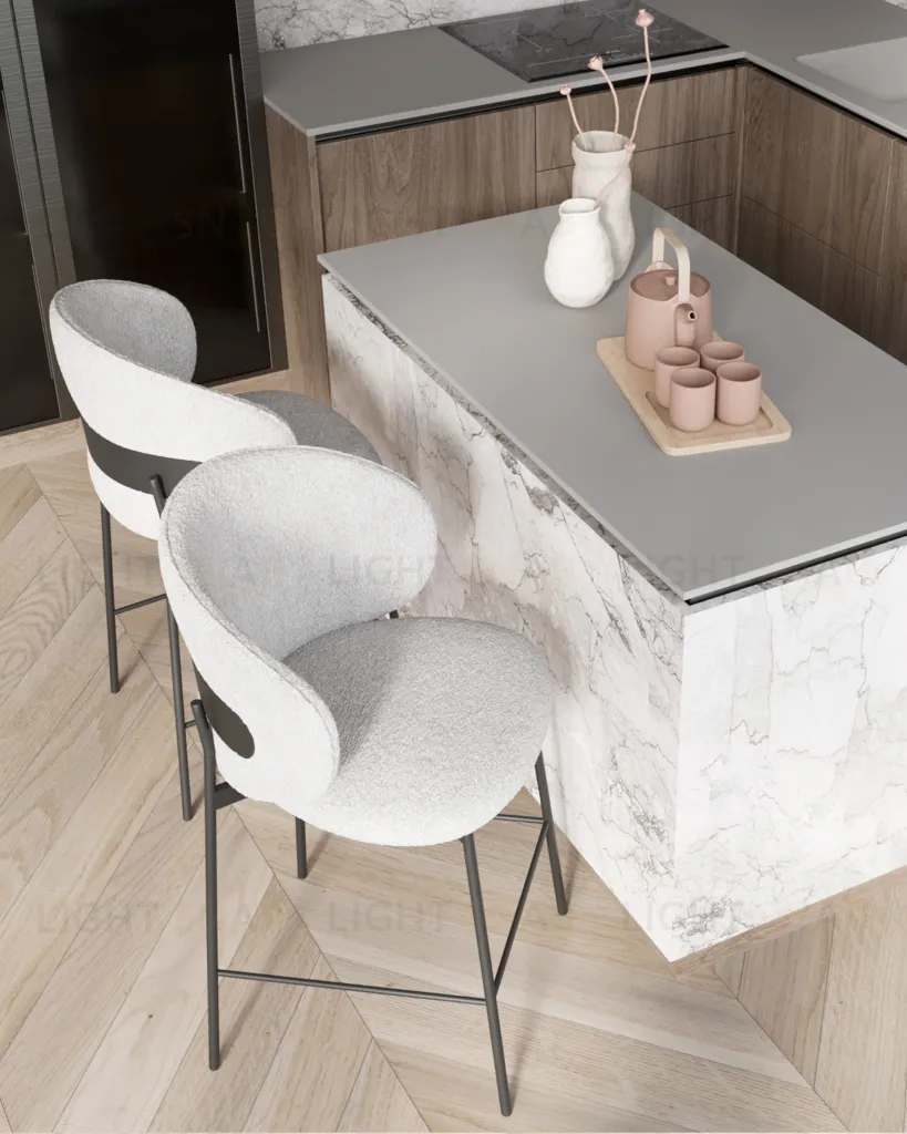 Стул полубарный Блейз букле светло-серый УТ000041392