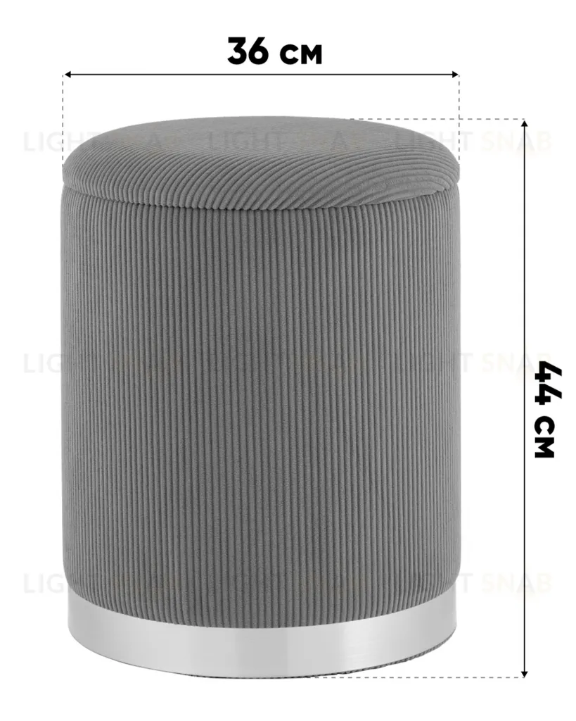 Пуф Эмили с ящиком серебро вельвет молочный УТ000040194