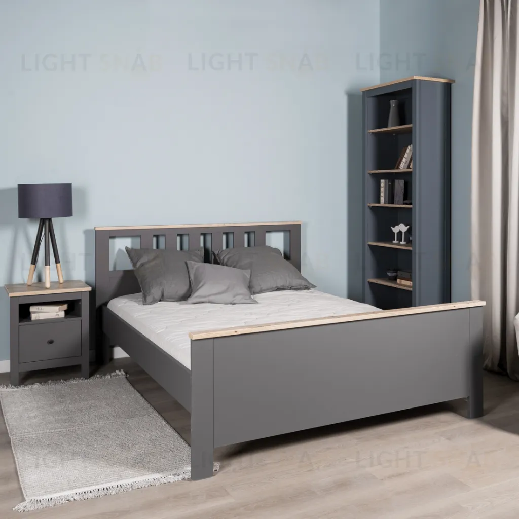 2.08.04.070.15 САГА кровать двойная 160х200 серая/ясень 2.08.04.070.15