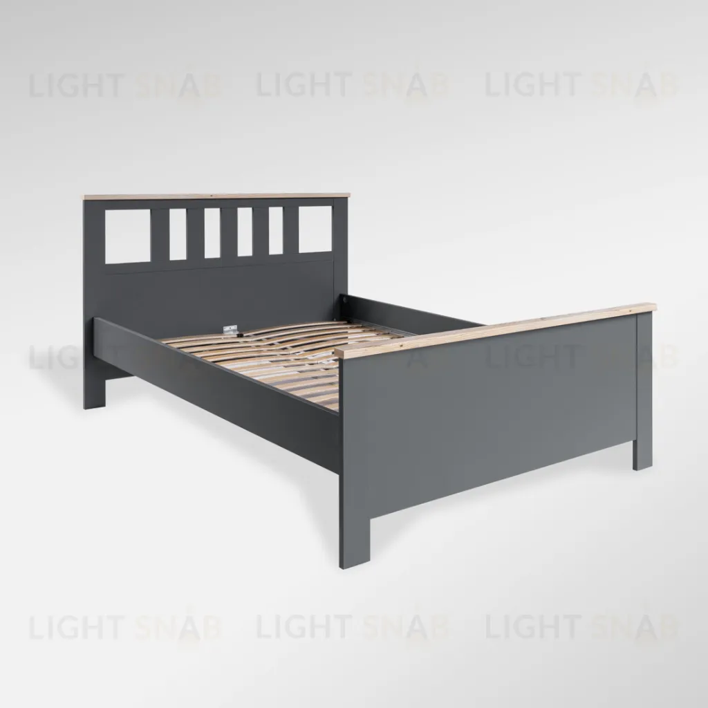 2.08.04.060.15 САГА кровать двойная 140х200 серая/ясень 2.08.04.060.15