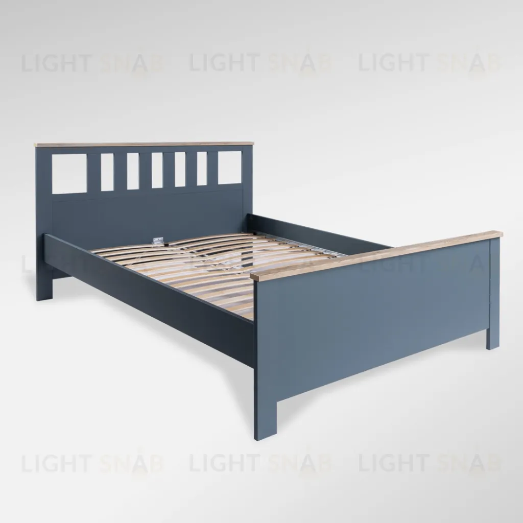 2.08.04.070.16 САГА кровать двойная 160х200 темно-бирюзовая/ясень 2.08.04.070.16