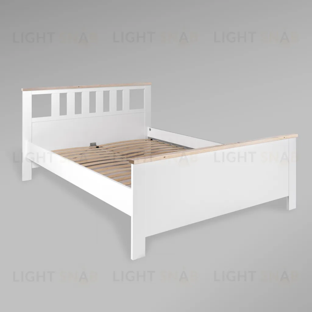 2.08.04.070.14 САГА кровать двойная 160х200 белая/ясень 2.08.04.070.14
