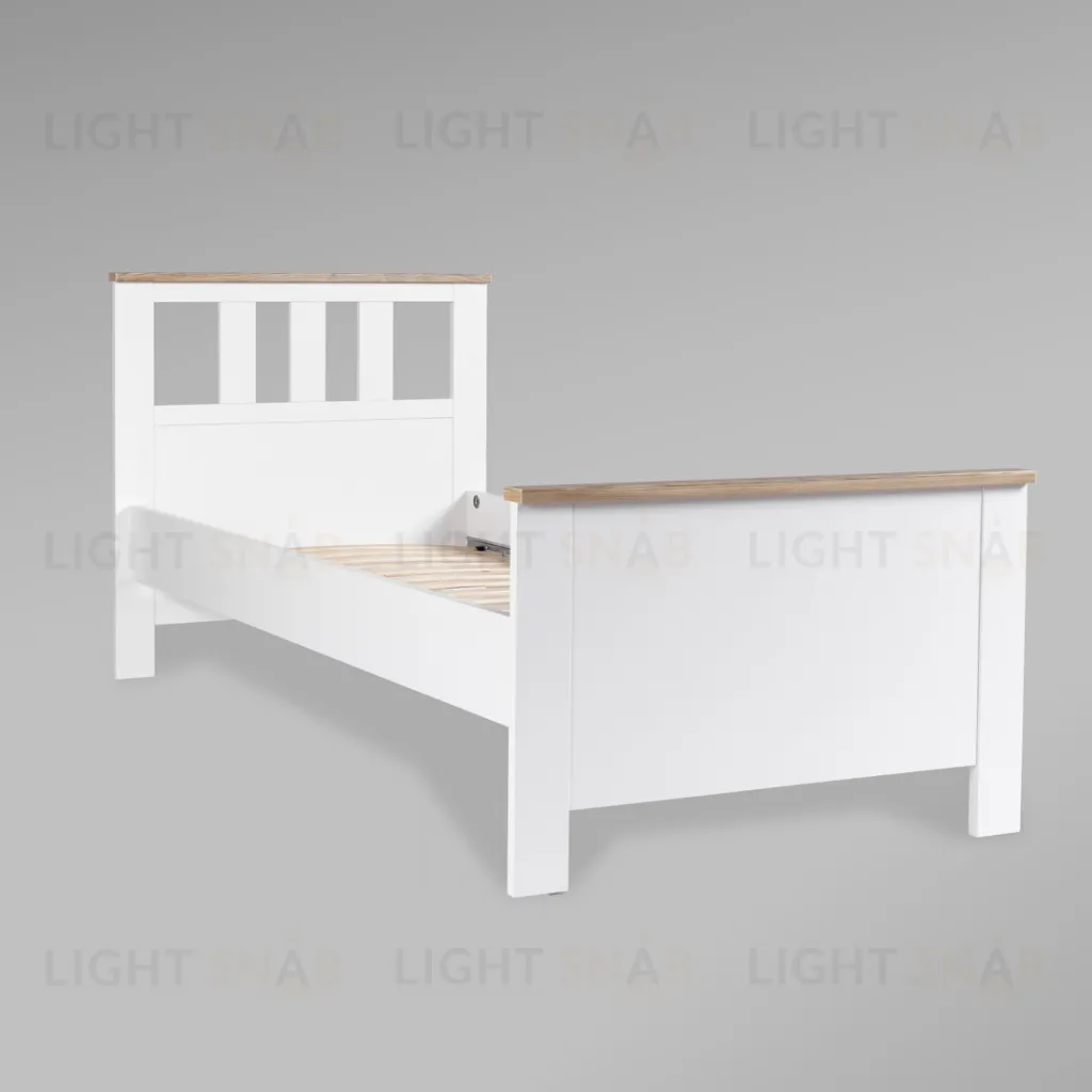 2.08.04.050.14 САГА кровать одинарная 90х200 белая/ясень 2.08.04.050.14