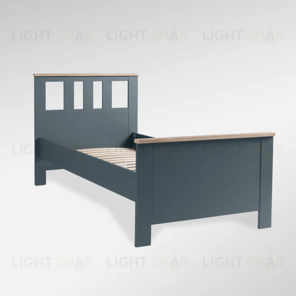 2.08.04.050.16 САГА кровать одинарная 90х200 темно-бирюзовая/ясень 2.08.04.050.16