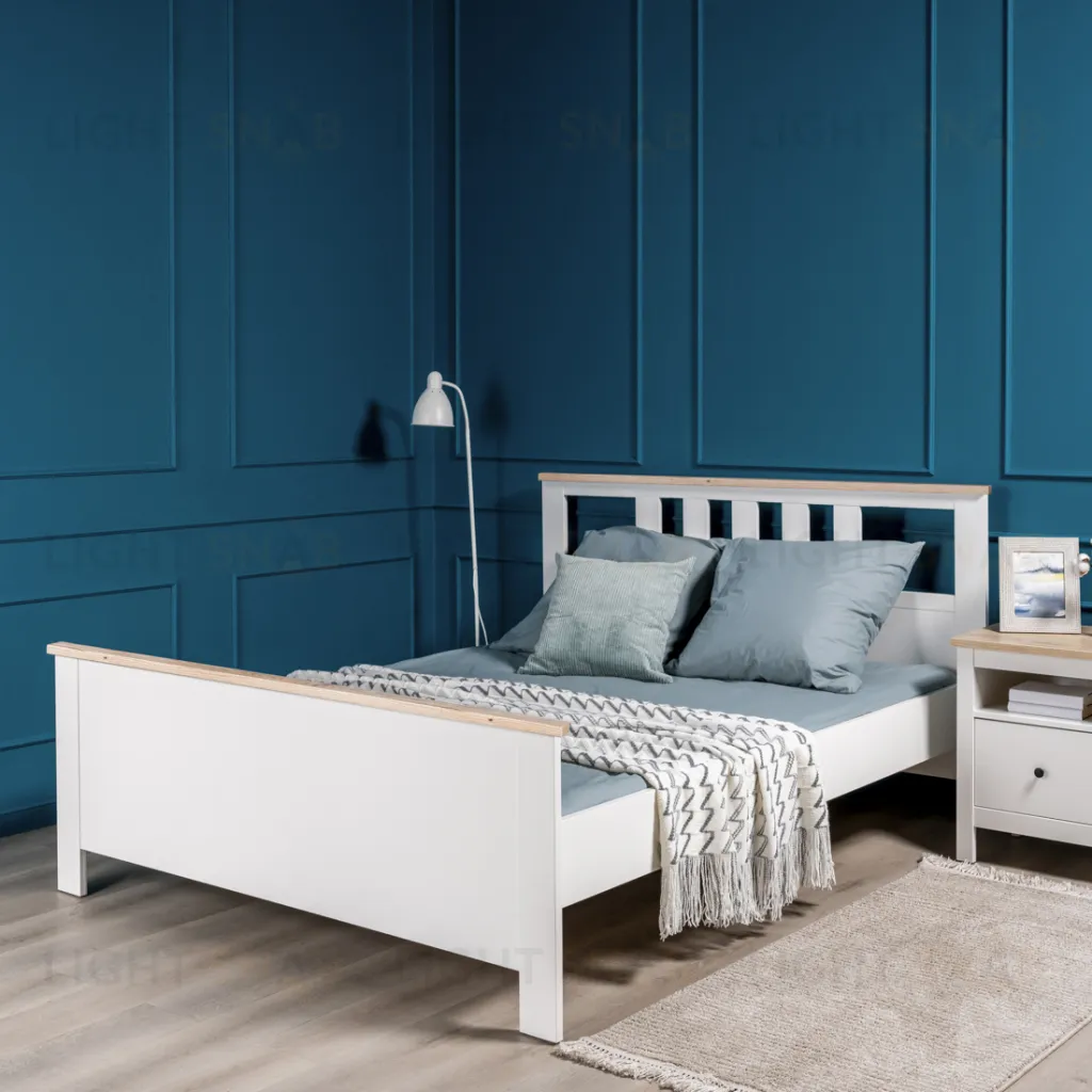 2.08.04.060.14 САГА кровать двойная 140х200 белая/ясень 2.08.04.060.14