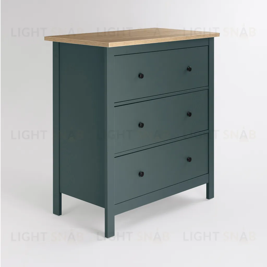 2.08.02.020.16 САГА комод 3 ящика темно-бирюзовый/ясень 2.08.02.020.16