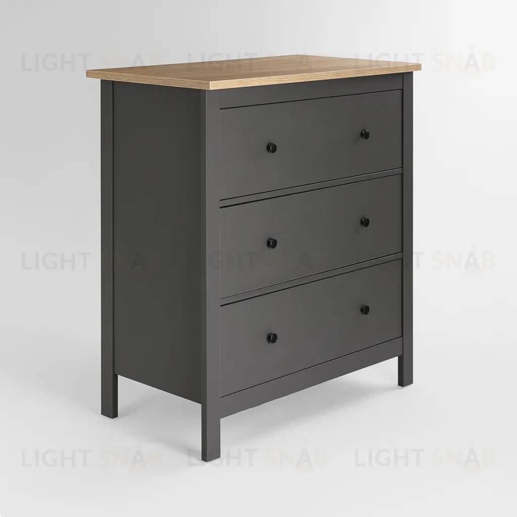 2.08.02.020.15 САГА комод 3 ящика серый/ясень 2.08.02.020.15