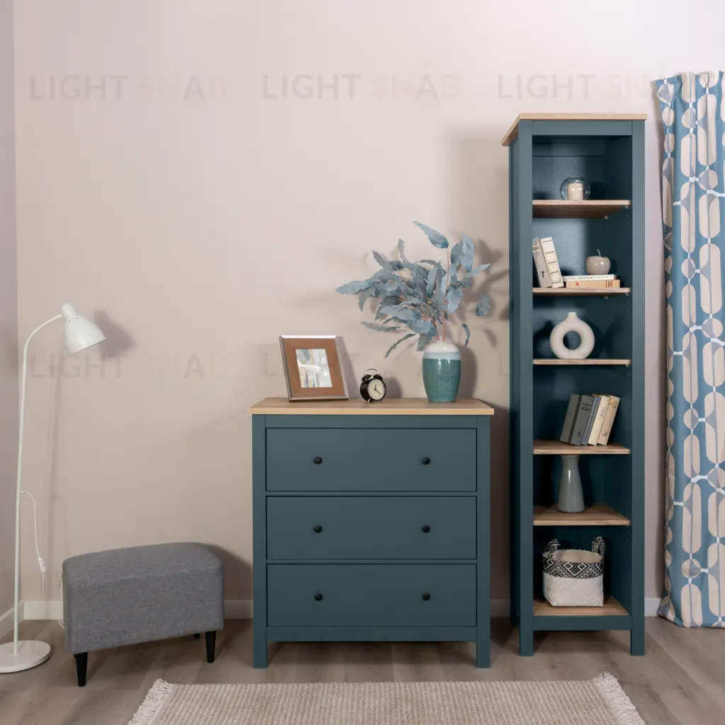 2.08.02.020.16 САГА комод 3 ящика темно-бирюзовый/ясень 2.08.02.020.16