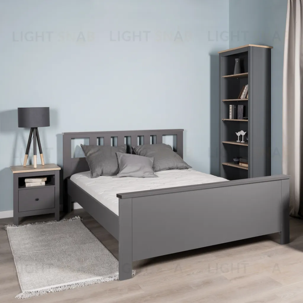 2.08.04.070.4 САГА кровать двойная 160х200 серая 2.08.04.070.4