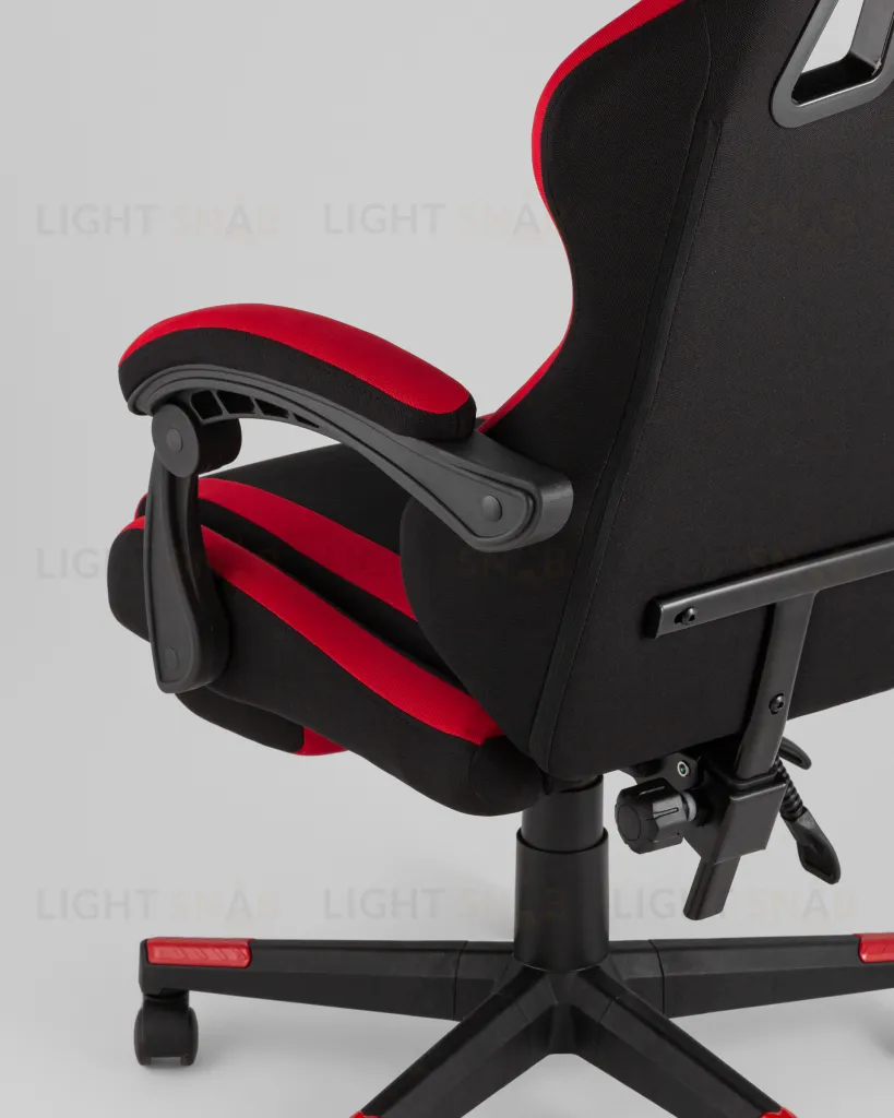 Кресло спортивное TopChairs Prophet с оттоманкой ткань черно-красный УТ000039482