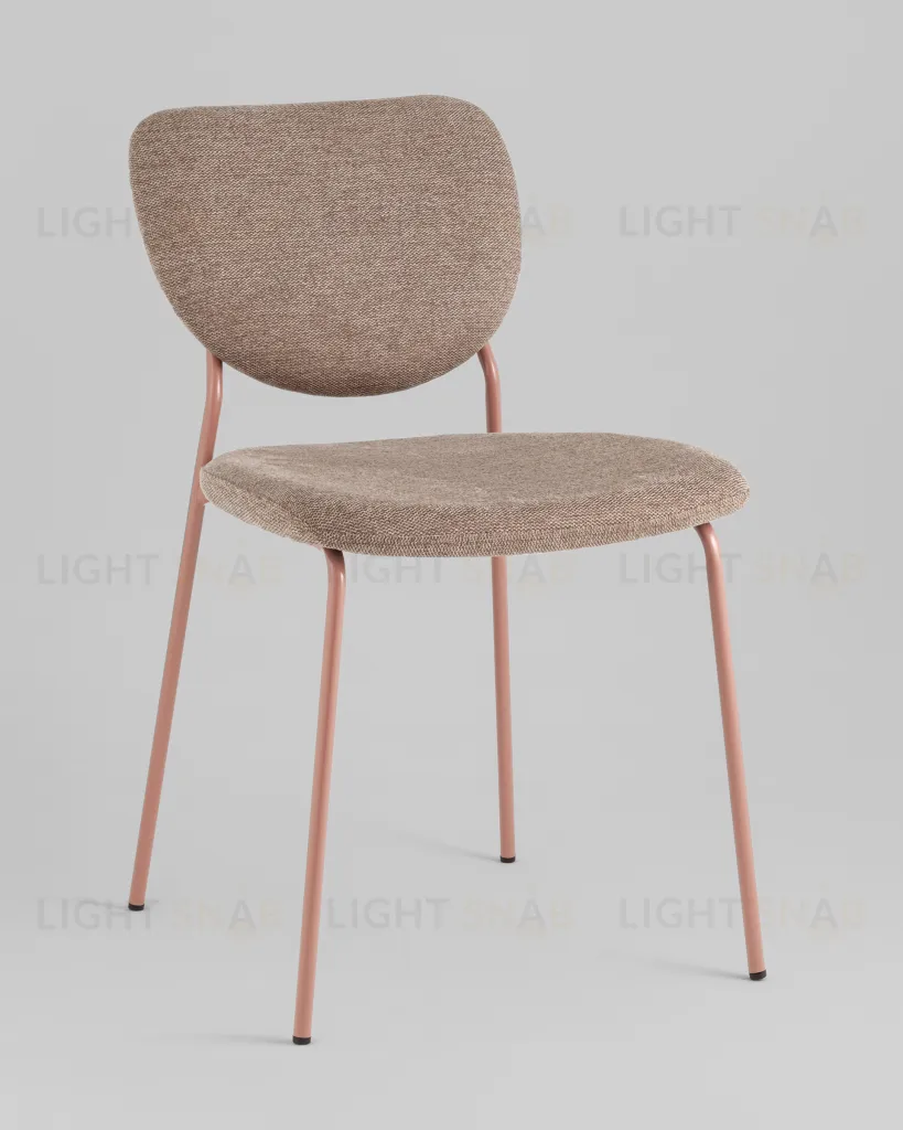 Стул обеденный Gigi шенилл коричневый розовые ножки УТ000039033