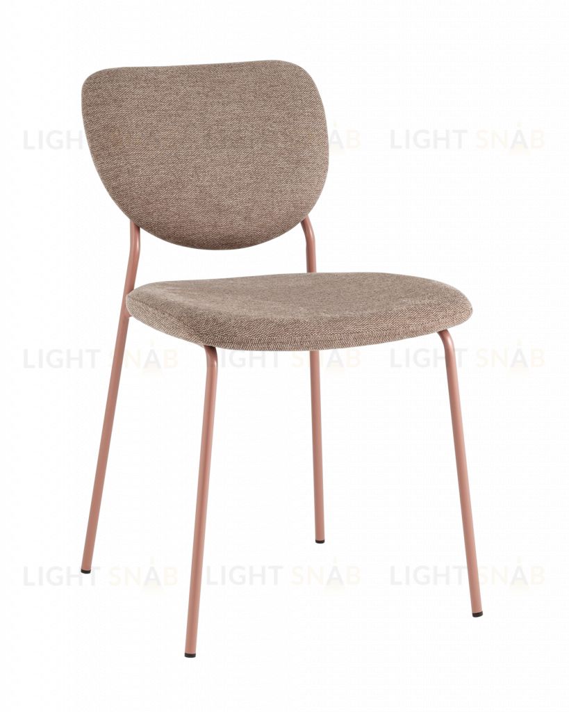 Стул обеденный Gigi шенилл коричневый розовые ножки УТ000039033