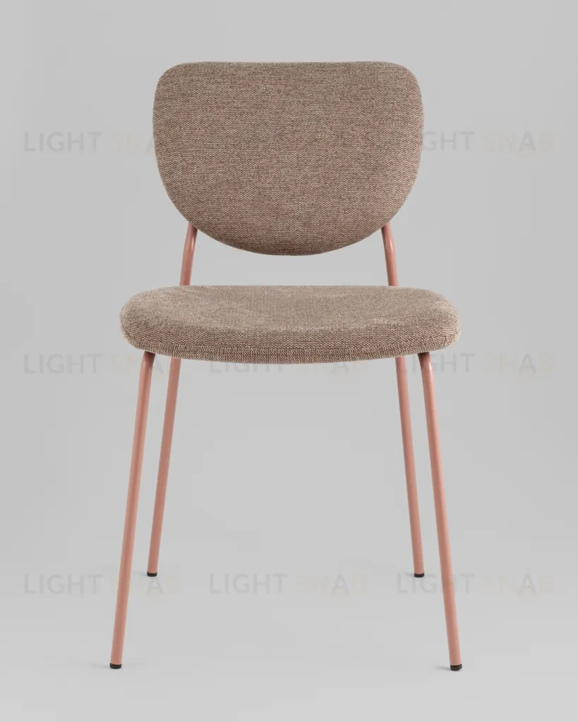 Стул обеденный Gigi шенилл коричневый розовые ножки УТ000039033