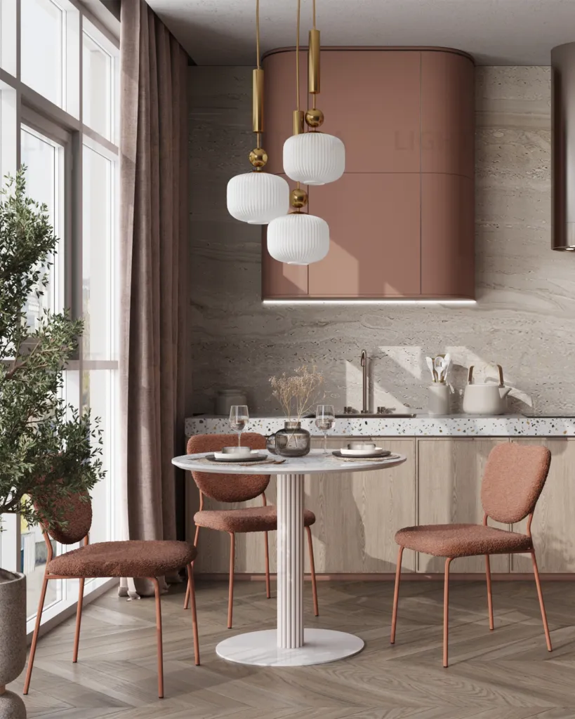 Стул обеденный Gigi коричневый букле розовые ножки УТ000039037