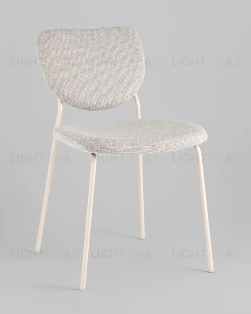 Стул обеденный Gigi шенилл серый белые ножки УТ000039036