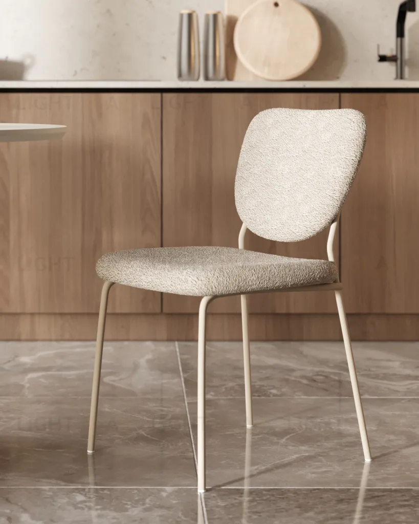 Стул обеденный Gigi серо-бежевый букле кремовые ножки УТ000039038