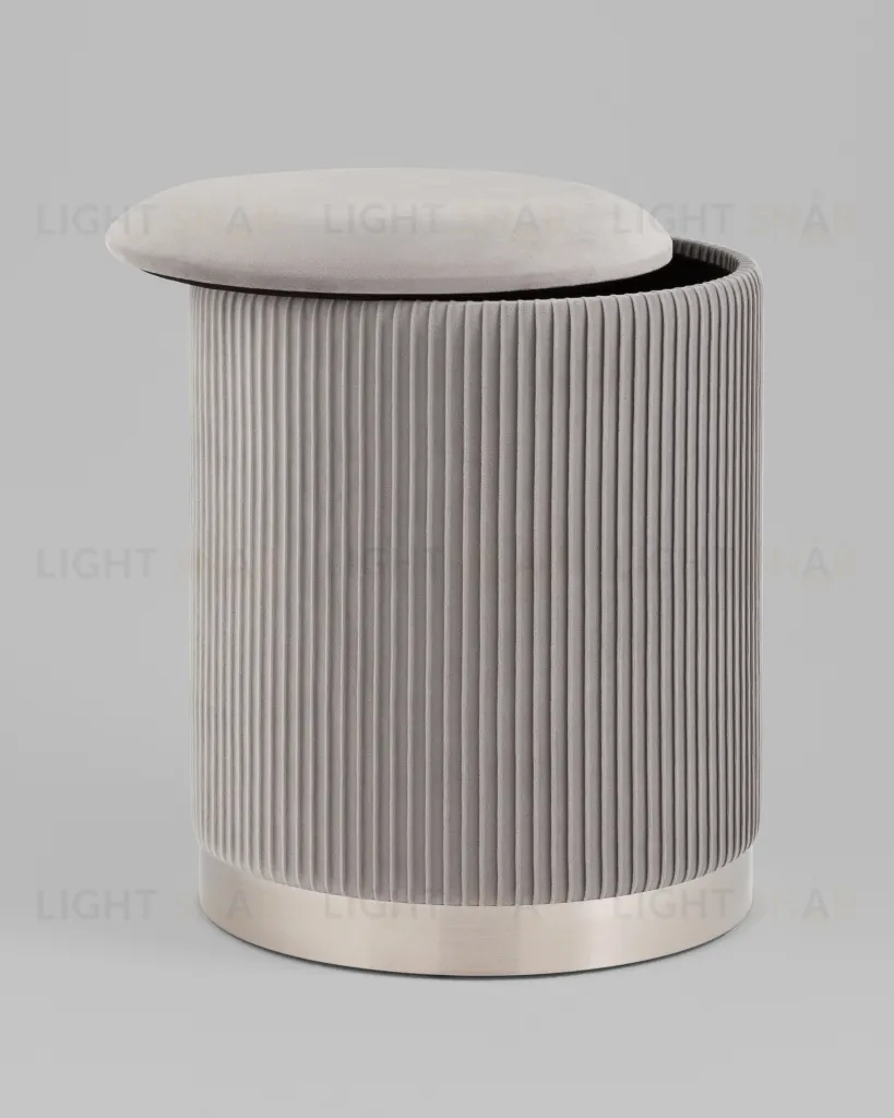 Пуф Шарлотта с ящиком серебро велюр серебристый УТ000039502