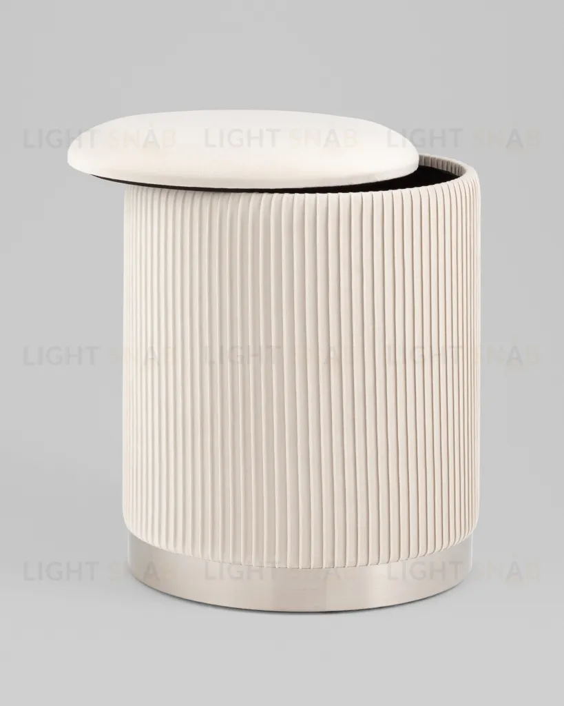 Пуф Шарлотта с ящиком серебро велюр бежевый УТ000039501