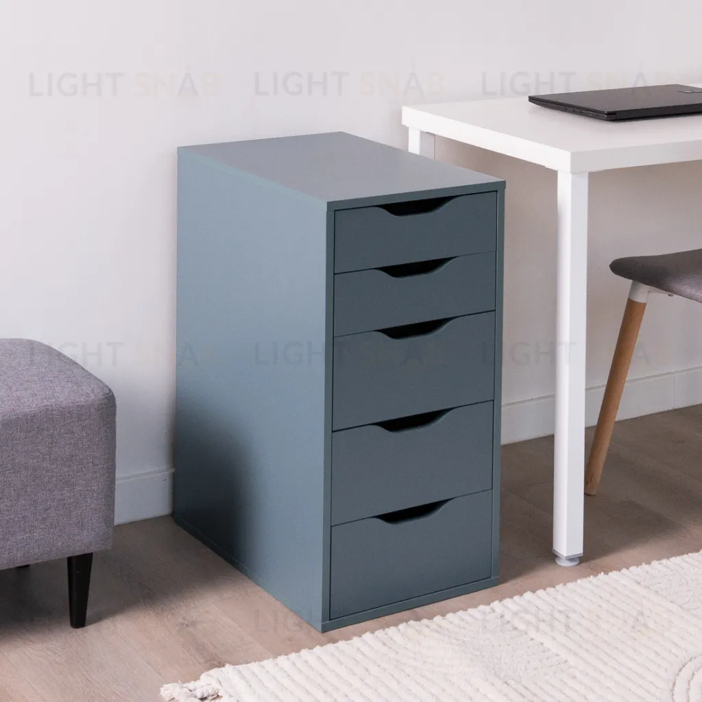 S01026 Ингар 5 комод 36x71x53, серо-бирюзовый S01026