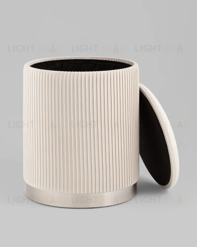 Пуф Шарлотта с ящиком серебро велюр бежевый УТ000039501