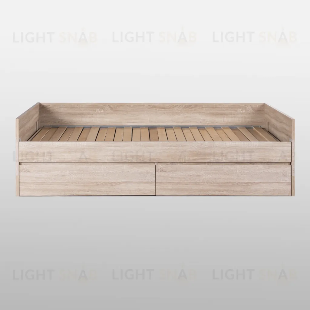 Кровать двухспальная СИРИУС раздвижная с ящиками для хранения, с ортопедическим основанием 90/180х200, цвет Дуб Сонома 2.02.08.450.3