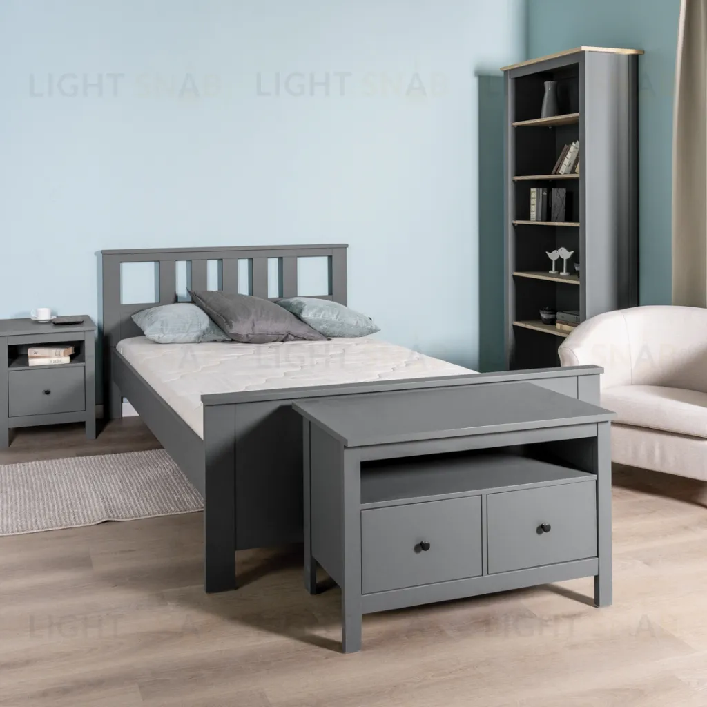 2.08.04.060.4 САГА кровать двойная 140х200 серая 2.08.04.060.4