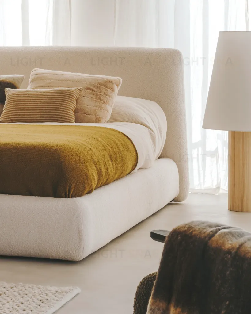 Кровать Martina со съемным бежевым чехлом из ткани букле под матрас 180 х 200 см 178492