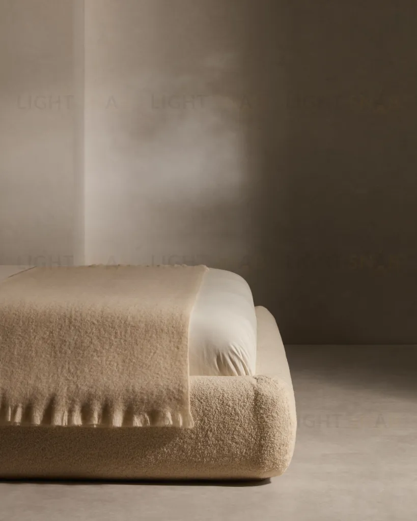 Кровать Martina со съемным бежевым чехлом из ткани букле под матрас 180 х 200 см 178492