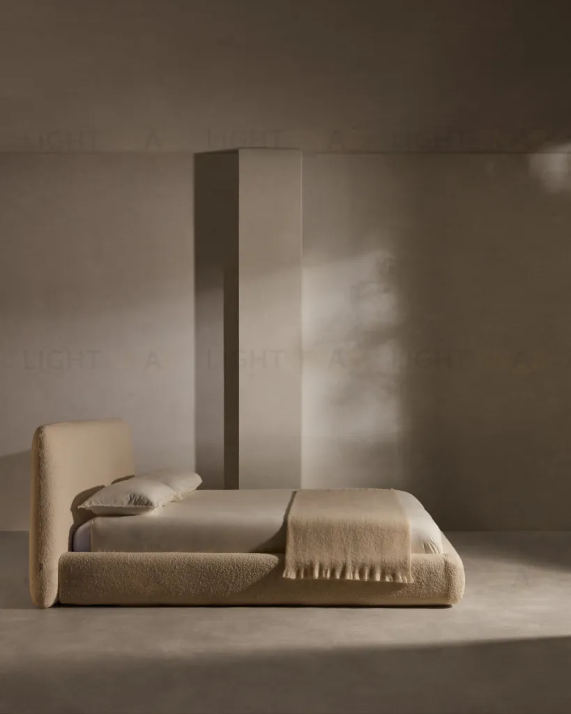 Кровать Martina со съемным бежевым чехлом из ткани букле под матрас 180 х 200 см 178492