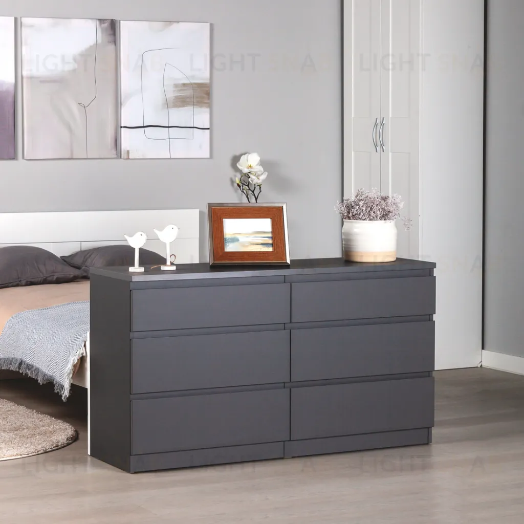 2.03.02.080.4 КАСТОР комод 6 ящиков RU серый 2.03.02.080.4