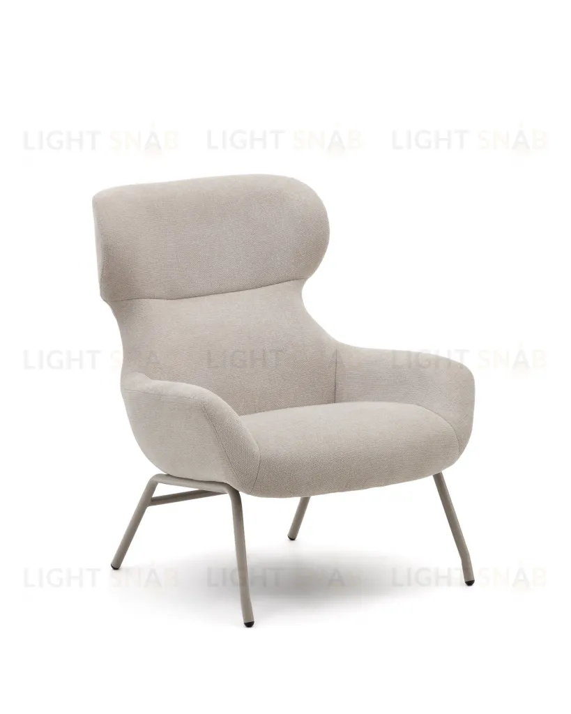 Belina Кресло из бежевой синели и стали с белой отделкой 178030