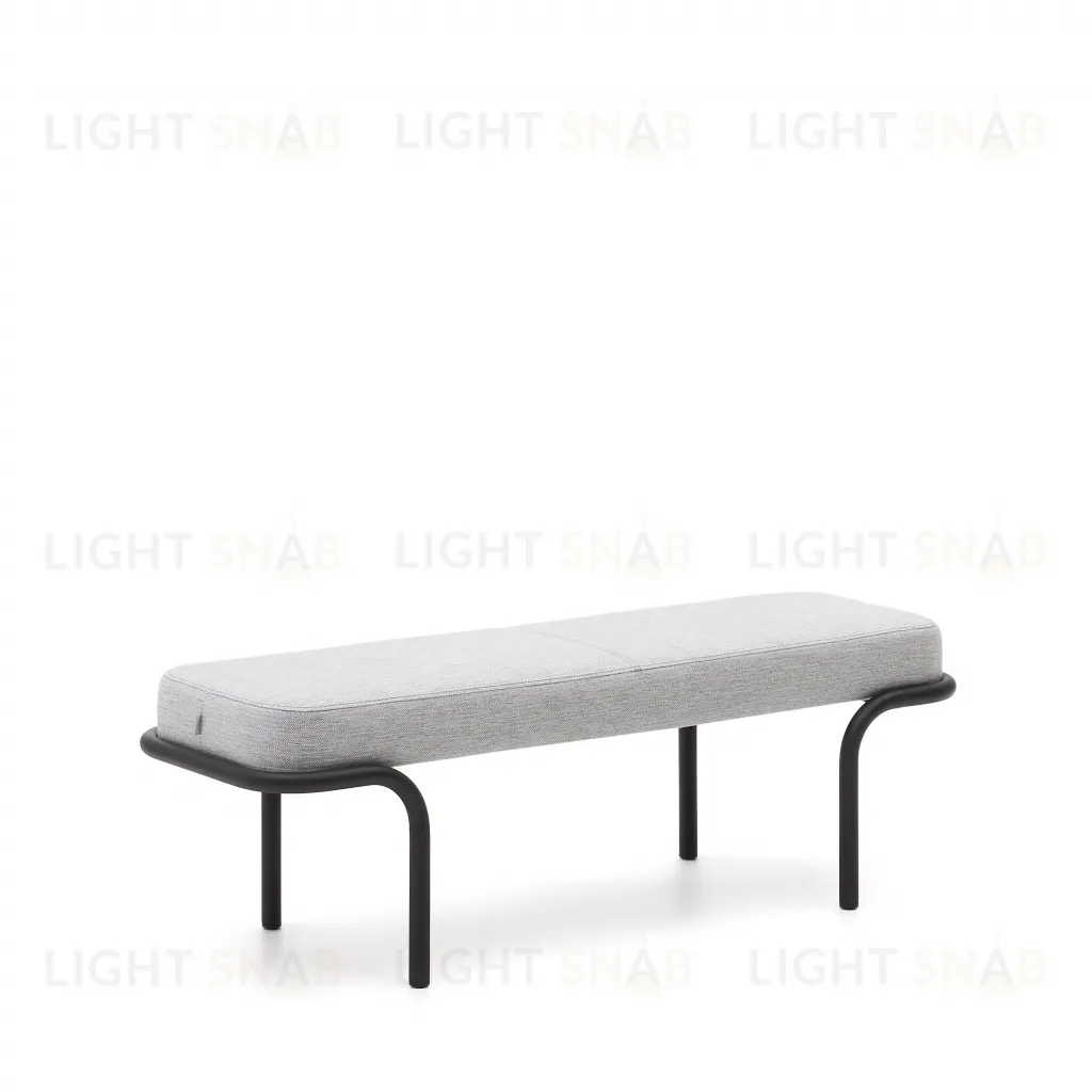 Compo Скамья из серой ткани и черного металла 130 см 190065